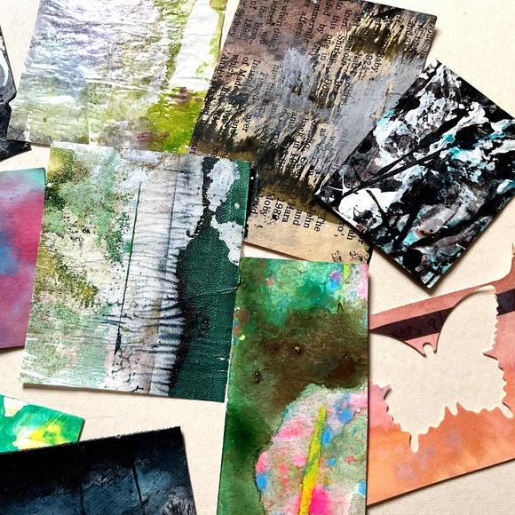 Junk Journal Pack  15+ Hand painted Pieces, Great for scrapbooking, collage - Picture 5 of 11